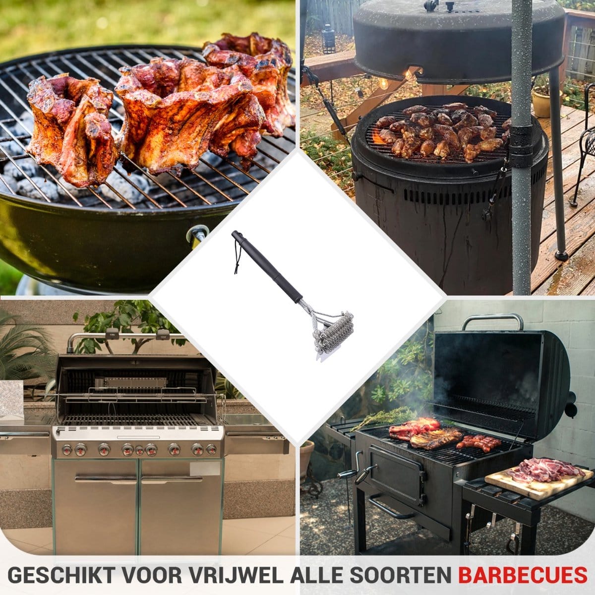 BBQ Borstel RVS Reinigingsborstel Barbecue Grill Accessoires